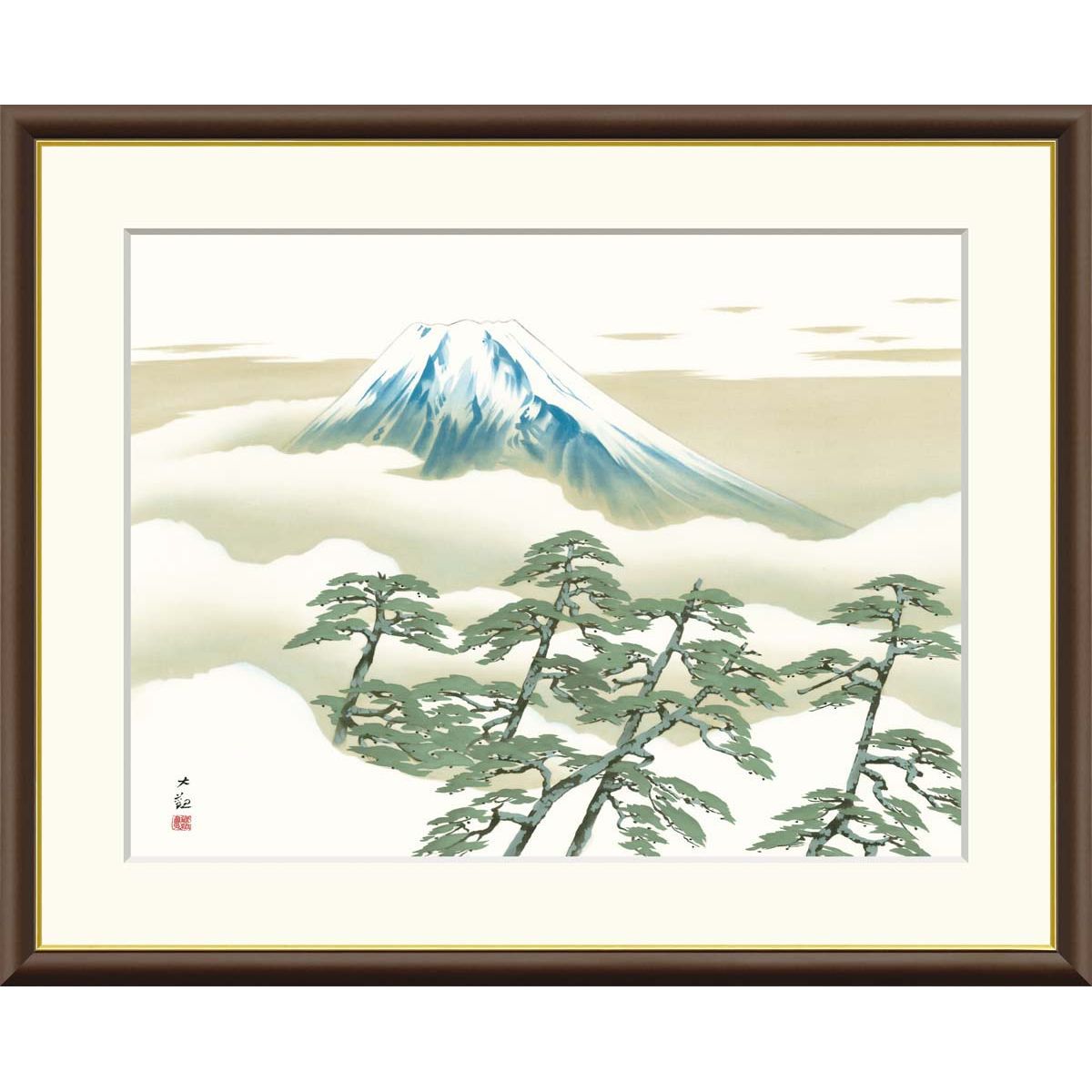 輸入雑貨 天然石 日本名画 『横山大観 乾坤輝く』 水晶絵 クリスタル