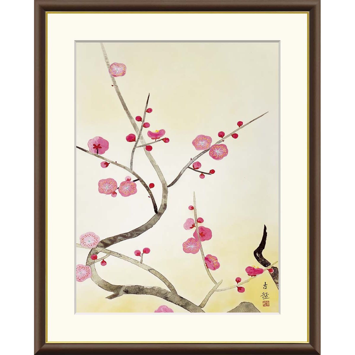 小林古径、【紅梅】、希少な大判額装用画集より、新品高級額装付 絵画 日本の名画 紅梅 小林古径 額入り インテリア アート 額絵 高精彩