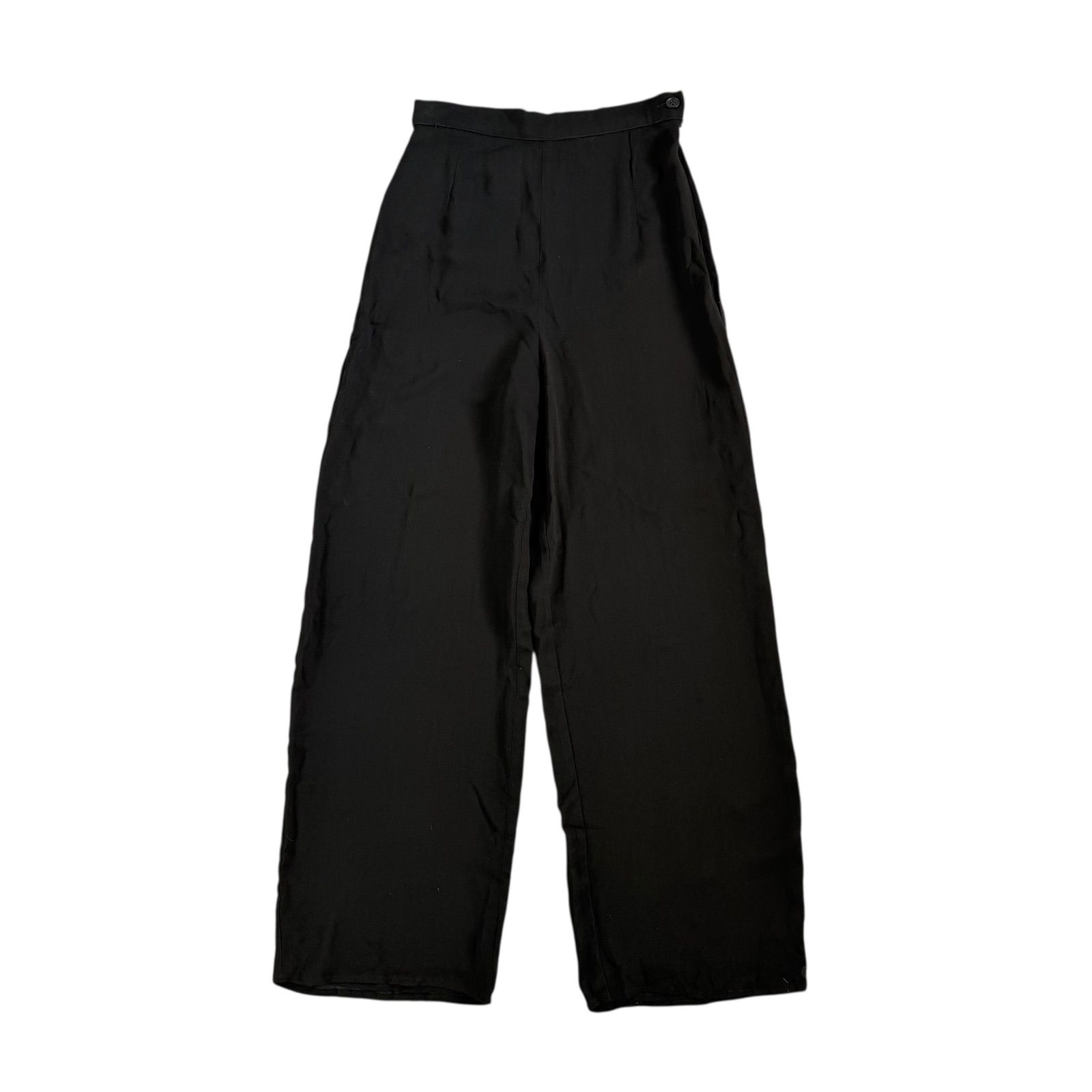 FENDI フェンディ 90 s ヴィンテージ シルク混 ワイドスラックス ブラック Sサイズ相当 イタリア製