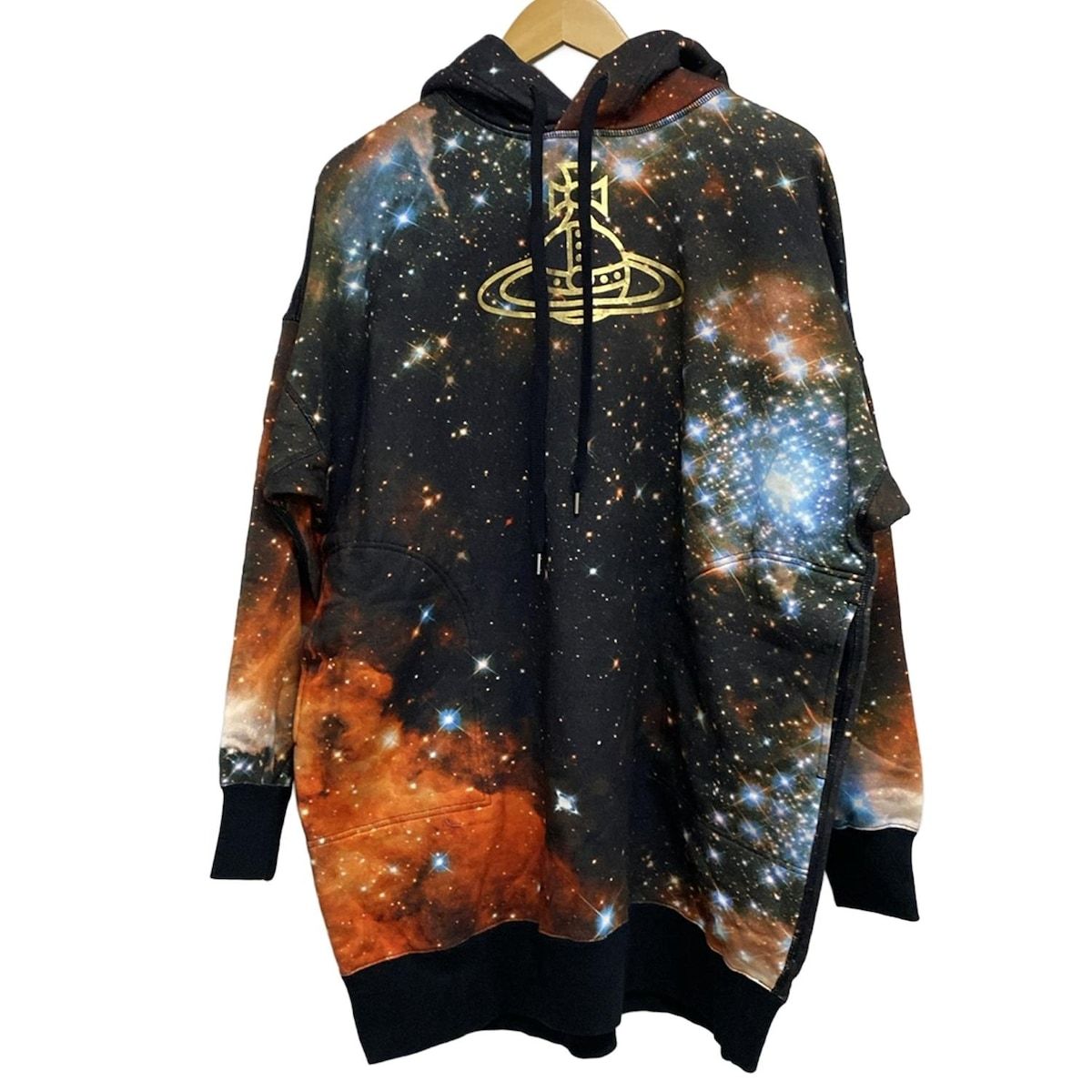 ヴィヴィアンウエストウッドレッドレーベル パーカー サイズ00 XS レディース 黒 オレンジ マルチ 長袖 オーブ プルオーバー