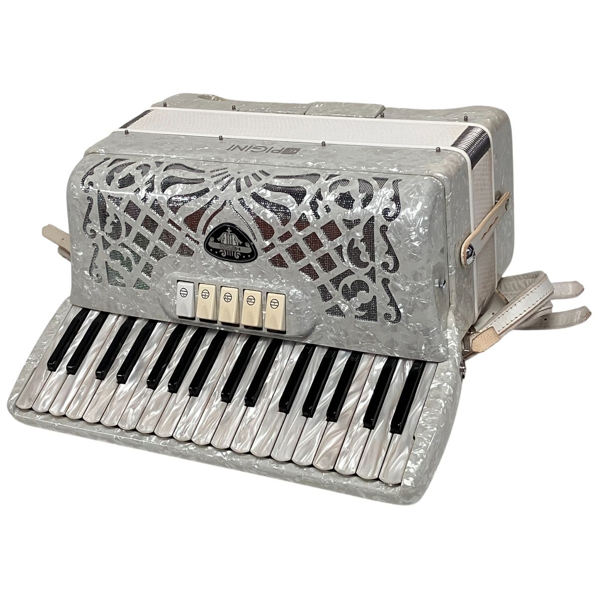 PIGINI Primavera Piano White アコーディオン 37鍵 中型ボディ リード 鍵盤楽器