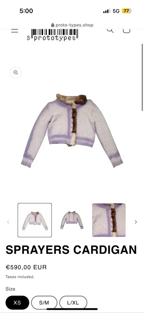 3 prototypes ファー トリミング カーディガン