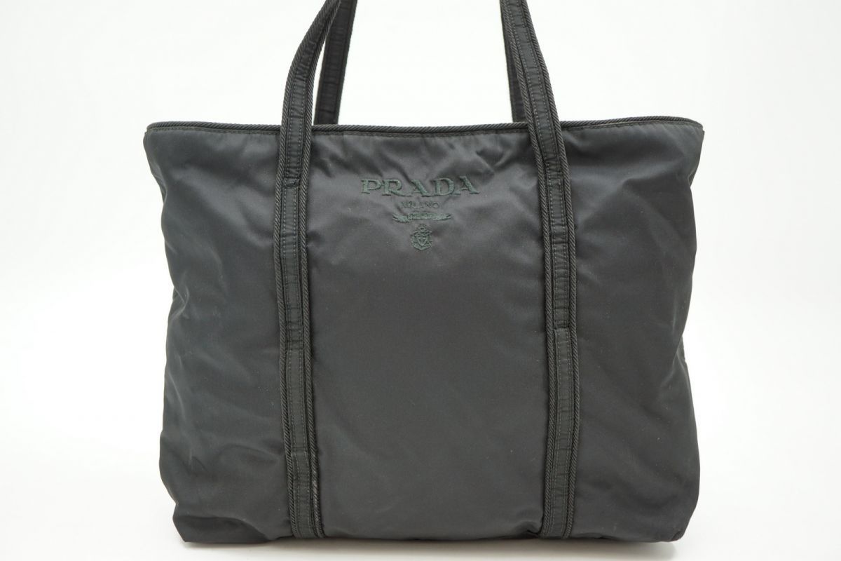 プラダ ショルダー ハンドバッグ トート 刺繡ロゴ Unisex メンズ テスート ナイロン 黒 ブラック PRADA 4962 h