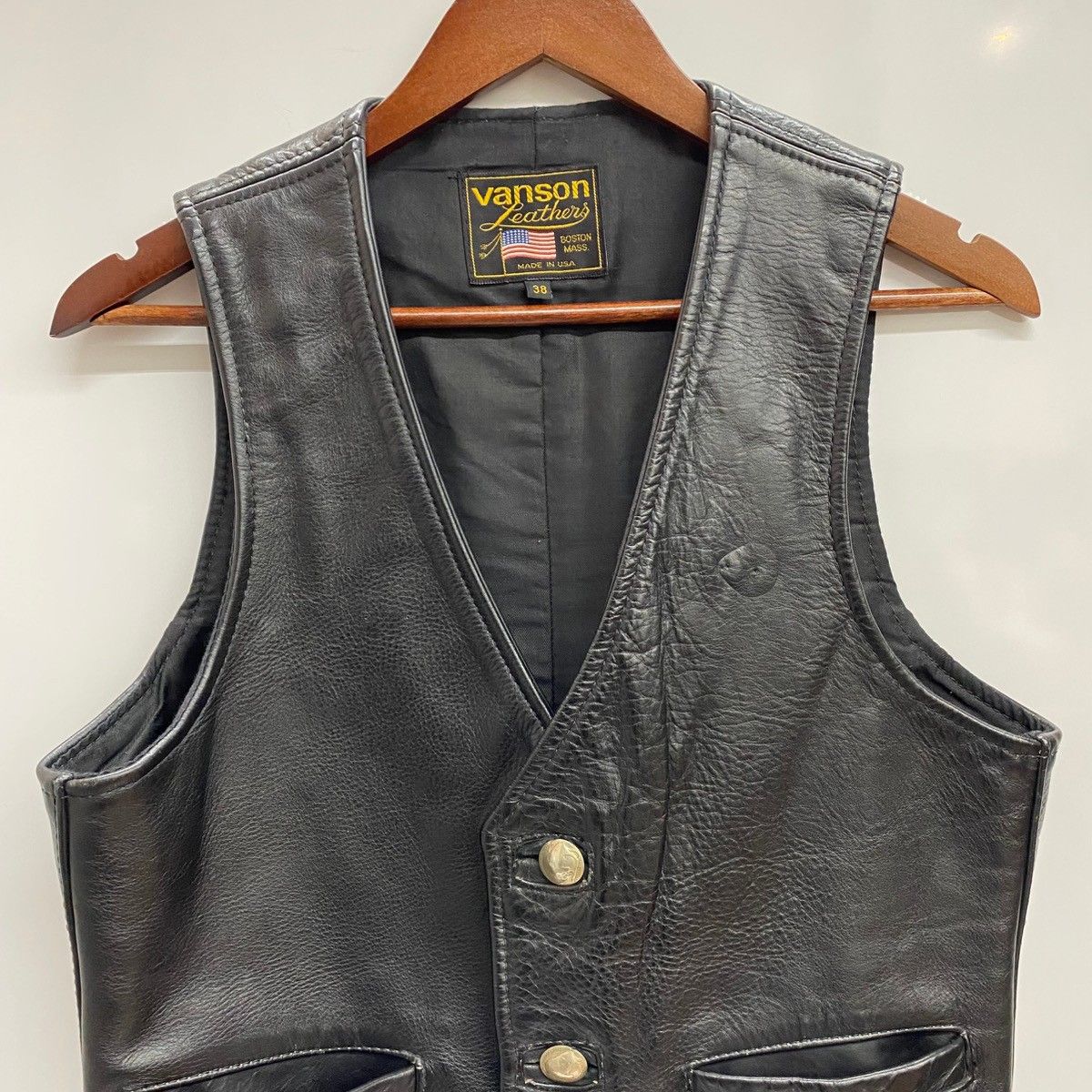 バンソン VANSON レザーベスト USA製 ベスト ブラック 38サイズ 201MT
