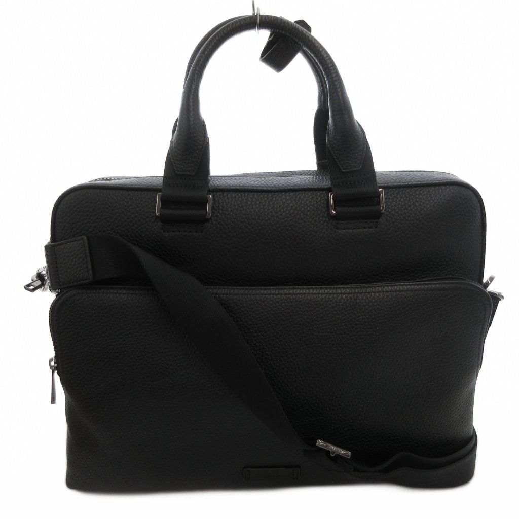 コールハーン COLE HAAN タグ付き ブリーフケース ショルダー ハンド 2 WAY レザー 黒 ブラック シボ加工 FF GY 18