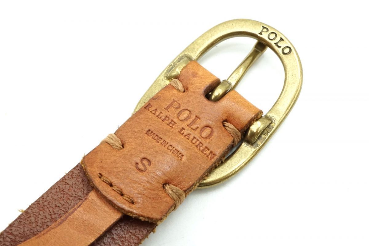 ポロ ラルフローレン S ナロー 編み込み ベルト メンズ Unisex レザー