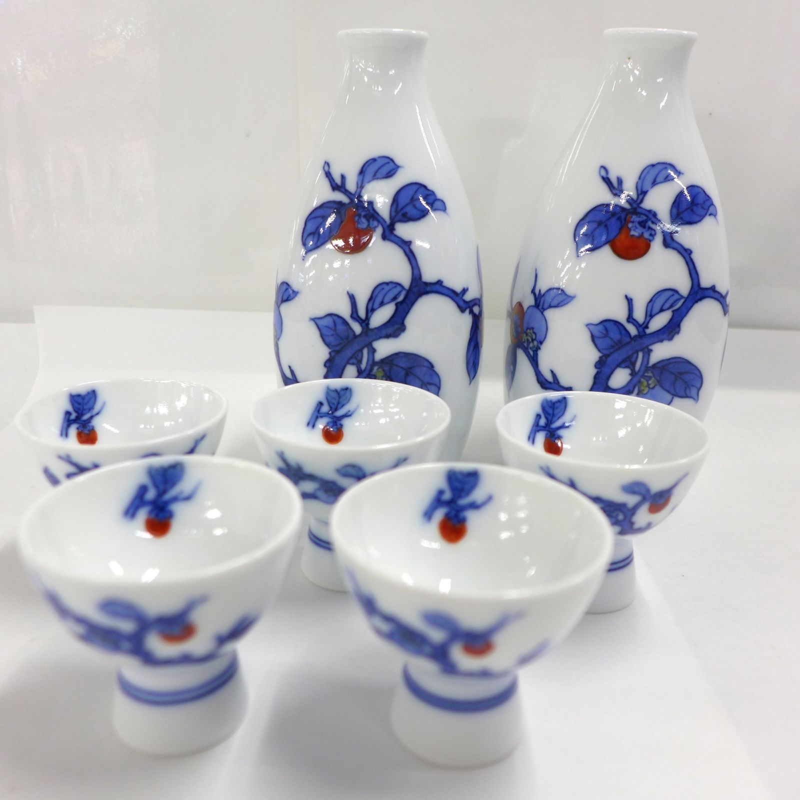 十三代 酒井田柿右衛門 染錦 柿文 酒器揃