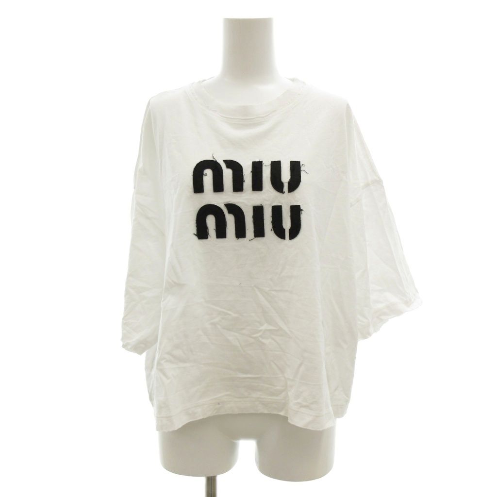 ジ*読様 ❤️美品❤️miumiu CLUB Tシャツ 半袖 ホワイト ロゴ レ ジ*読様 ❤️美品❤️miumiu CLUB Tシャツ 半袖 ホワイト ロゴ レ