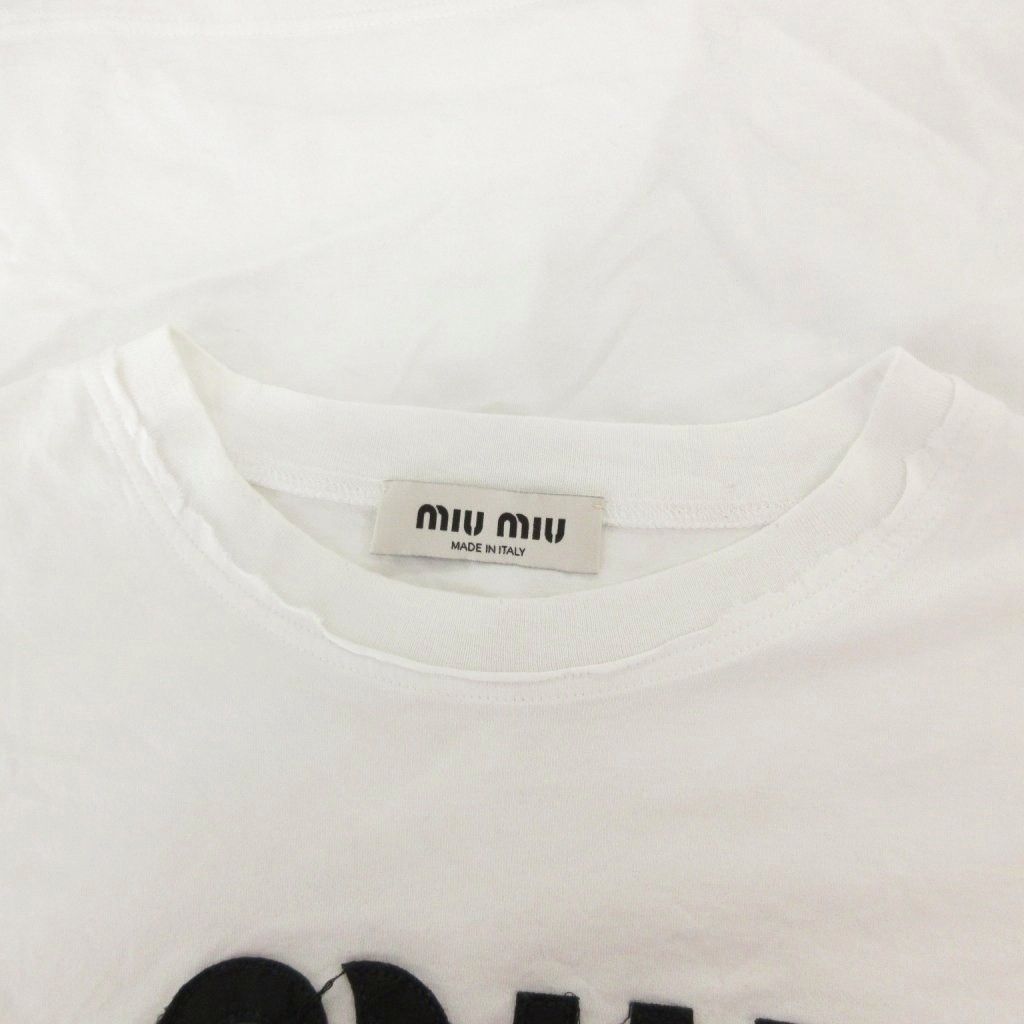 ミュウミュウ miumiu ロゴ クロップド Tシャツ 半袖 XL 白 ホワイト