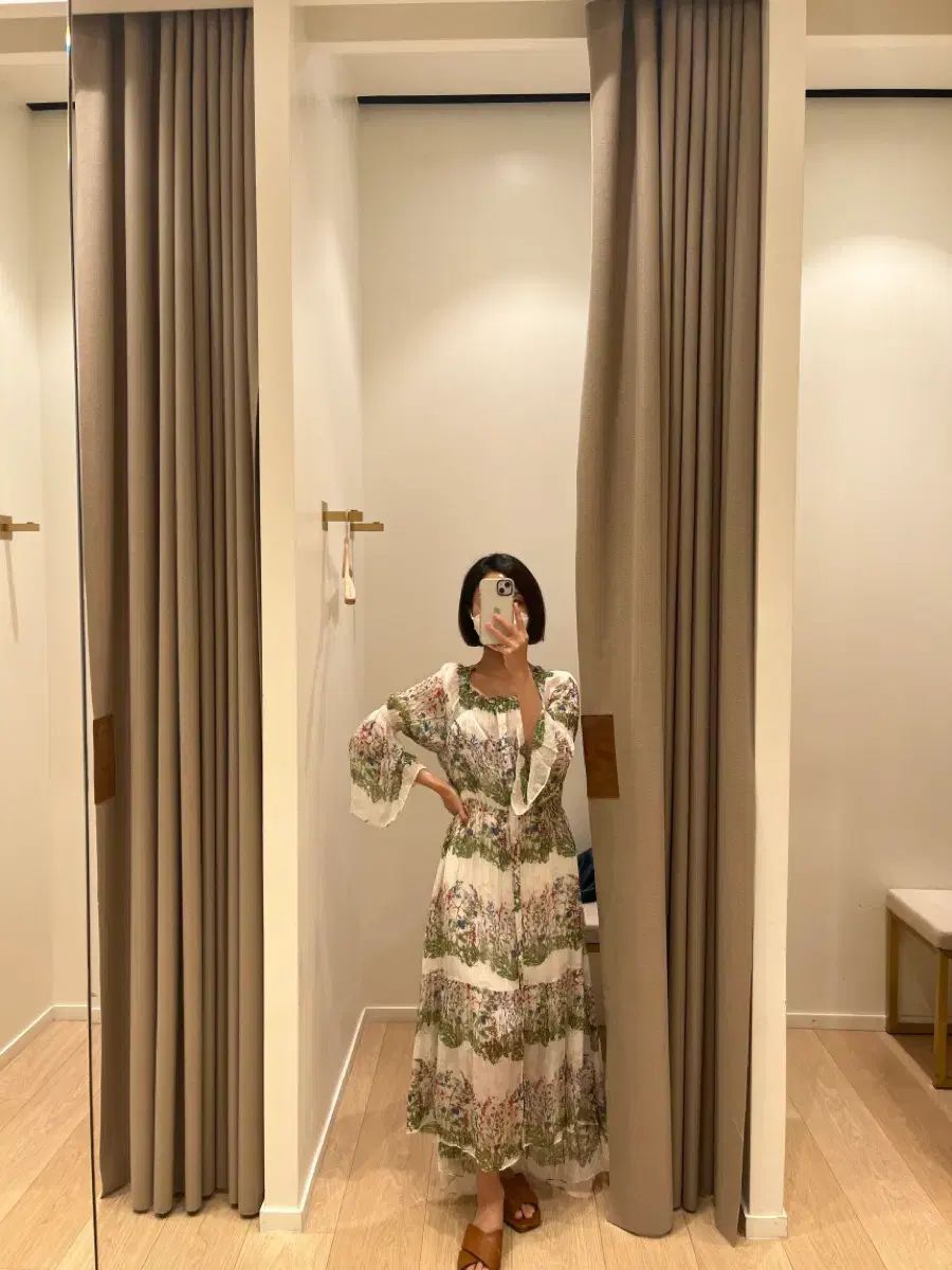  マージュ シルク ONE PIECE 長袖 七分袖 ひざ丈ワンピース