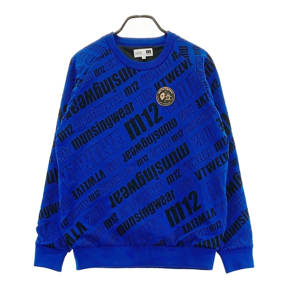サイズ Ｍ V 12 ヴィトゥエルヴ Ｖ12 ニットセーター 裏地付 ロゴ総柄 ブルー系 ゴルフウェア メンズ ストスト