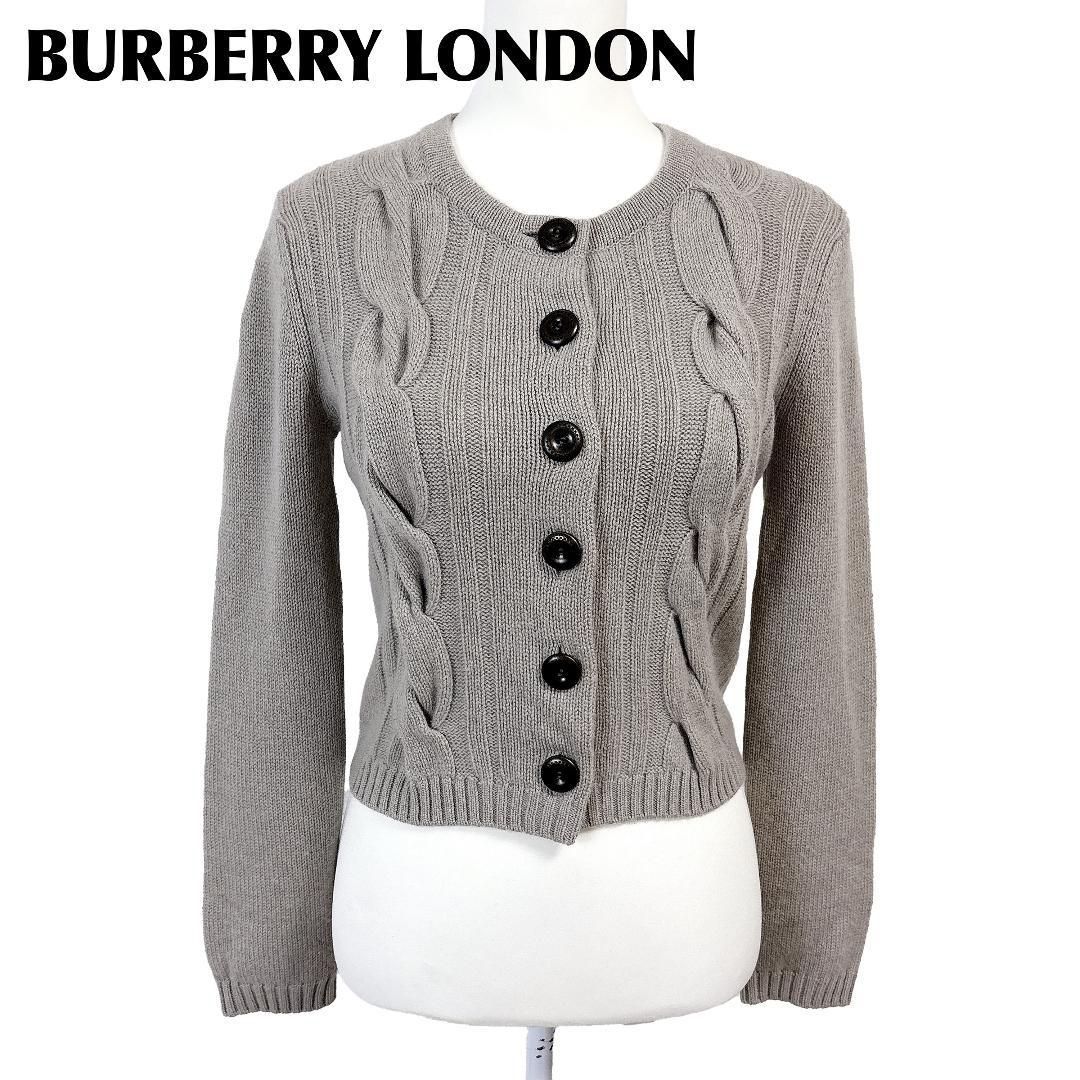 coruru 　BURBERRY LONDON ケーブルニット　カーディガ 美品BURBERRY LONDON カーディガン カシミヤ混 1 ケーブルニット