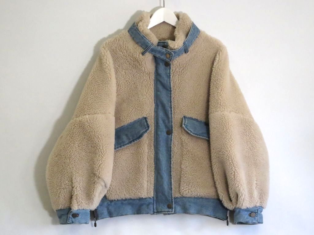 227718 Cynical シニカル ボア デニム オーバーサイズ ブルゾン スタンドカラー 02 152 94028 ベージュ ブルー