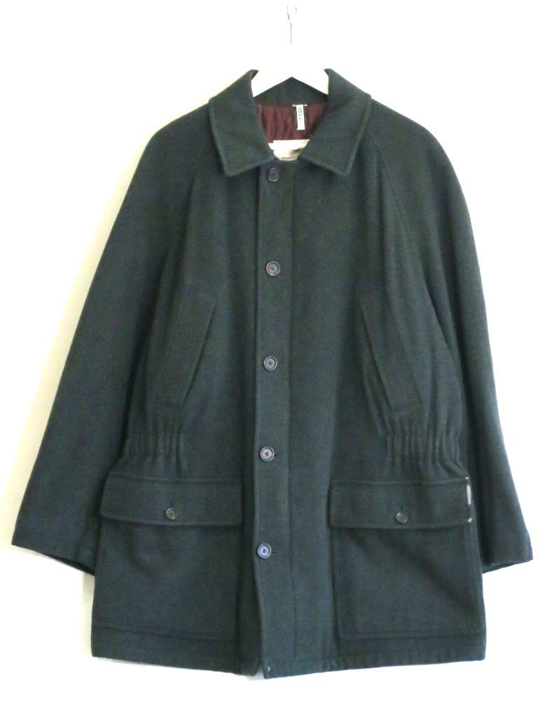 227887 クリーニング済 Ermenegildo Zegna エルメネジルド ゼニア ウール コート ジップアップ ボタン留め ウエストシェイプ メンズ 50