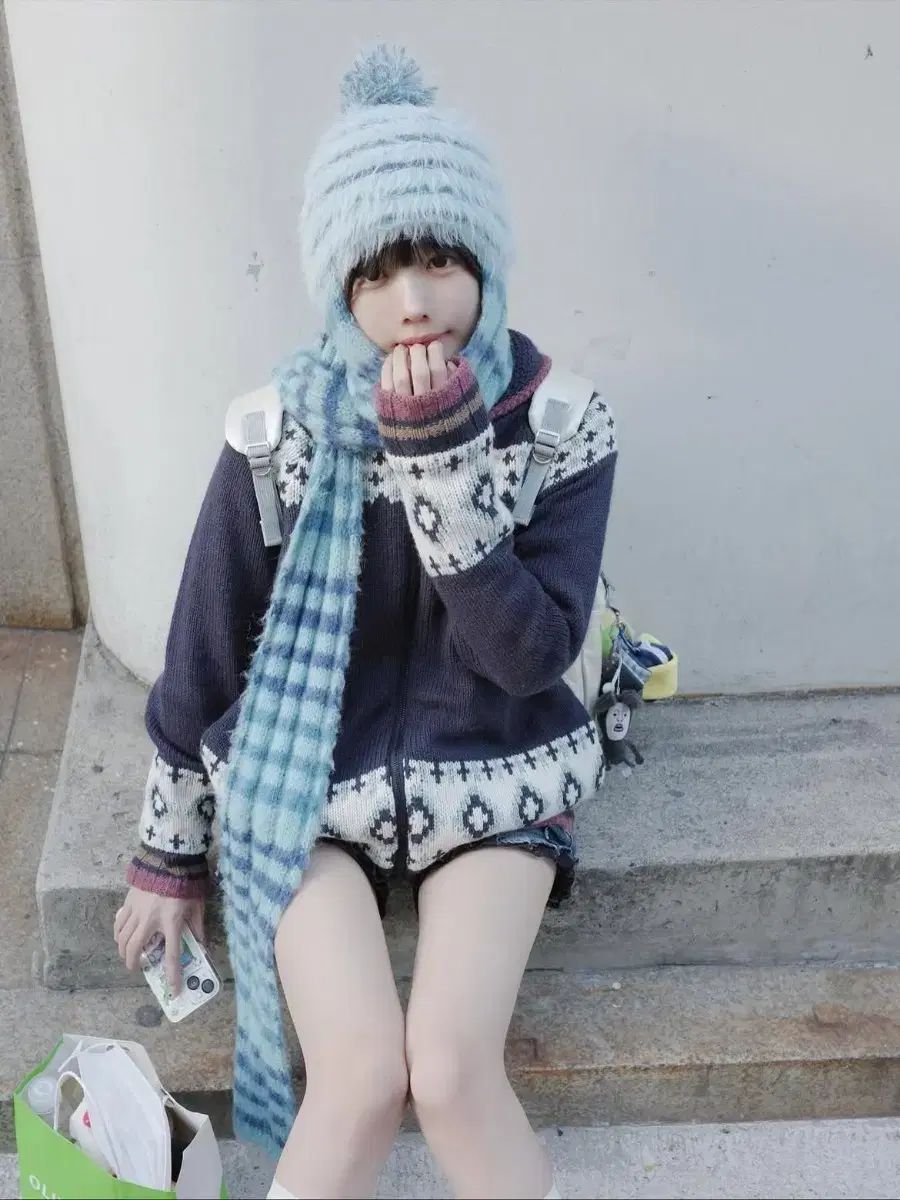 あのちゃん風 ISSEY MIYAKE イッセイミヤケ ウール リネン 麻 カウチン ジャケット ネイビー