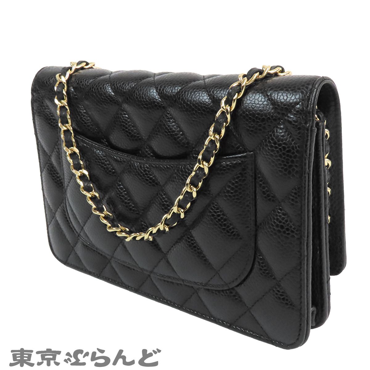 シャネル CHANEL チェーンウォレット ブラック 黒 ゴールド金具 キャビアスキン マトラッセ 長財布 ポシェット 31番台 レディース