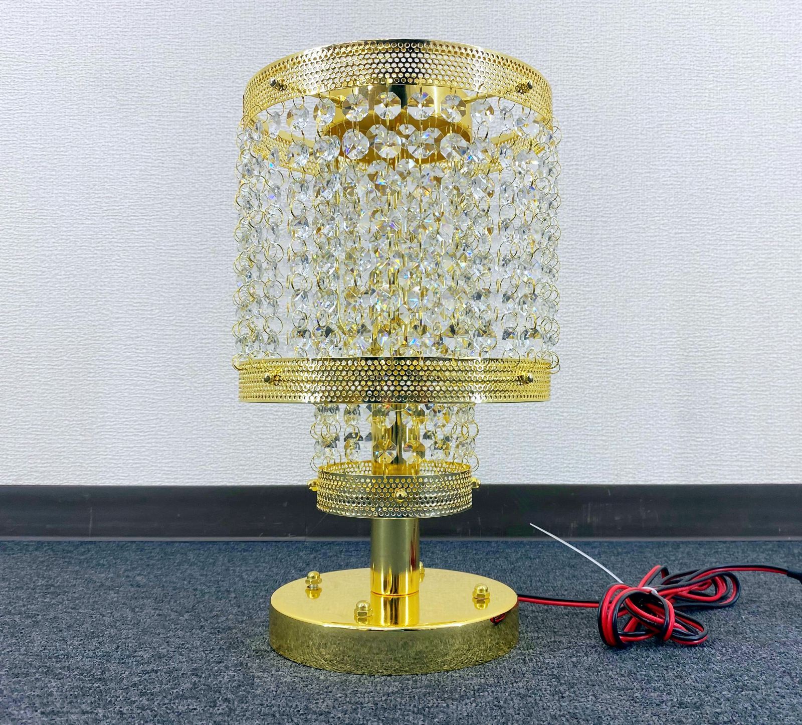 30％オフ 訳アリ品 高品質 円柱型 スタンド シャンデリア 大 フルゴールドメッキ オクタゴン16面ビーズ サロンバス デコトラ レトロ 男の城 金華山 01 C 0652 S