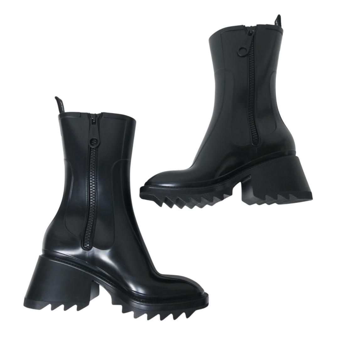 新品同様 Chloe クロエ サイズ38 約25㎝ ラバー ロゴ サイドジップ