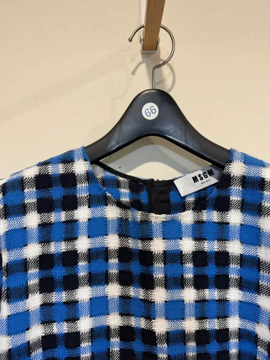  MSGM チェック パータン ONE PIECE 長袖 七分袖 ミニワンピース