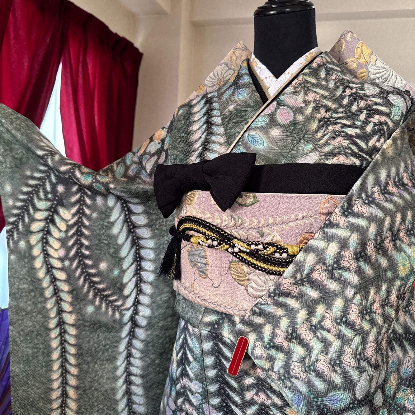 豪華振袖フルセット(6点)・袋帯・半衿・重ね衿・やまと誂製・絞り・銀