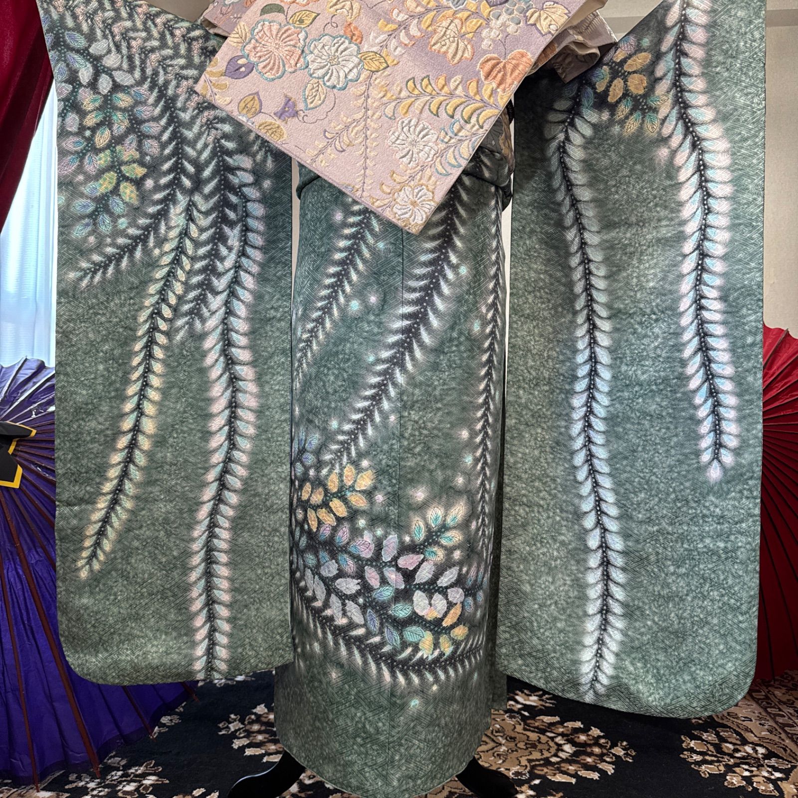 豪華振袖フルセット(6点)・袋帯・半衿・重ね衿・やまと誂製・絞り・銀