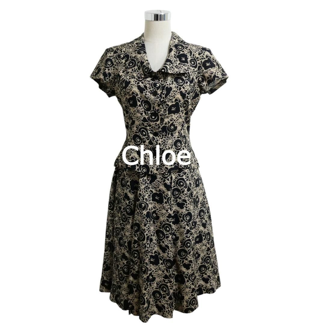 美品 Chloe クロエ サイズ40 麻 リネン100％ 花柄 総柄 半袖 シャツ