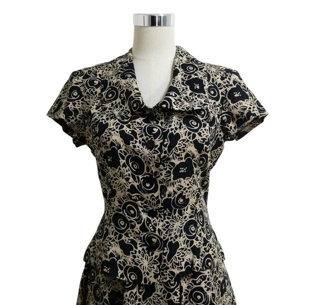 美品 Chloe クロエ サイズ40 麻 リネン100％ 花柄 総柄 半袖 シャツ