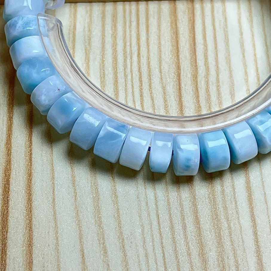 天然石☆【50Aドミニカ共和国産のラリマー】☆ボタンブレス 天然石