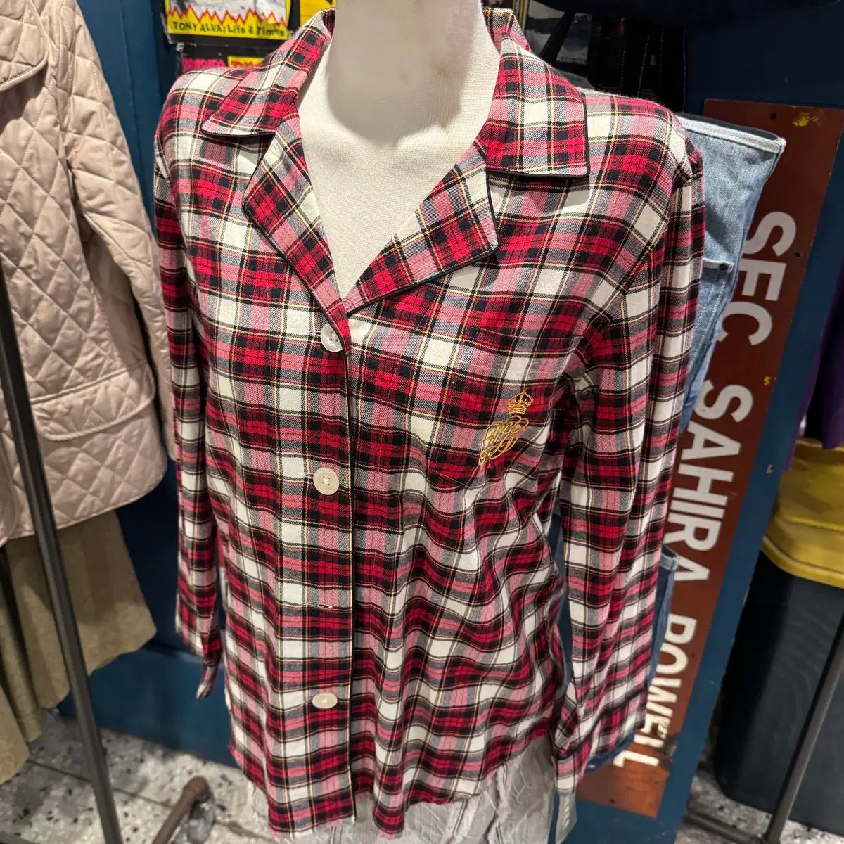 LAUREN RALPH Vネック CHECK パータン シャツ