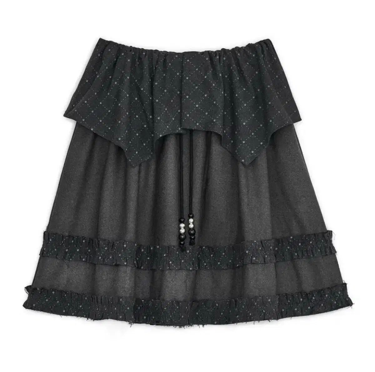 HUG YOUR SKIN ハグユアースキン チャコール ケープ アーガイル スカート ミディ丈