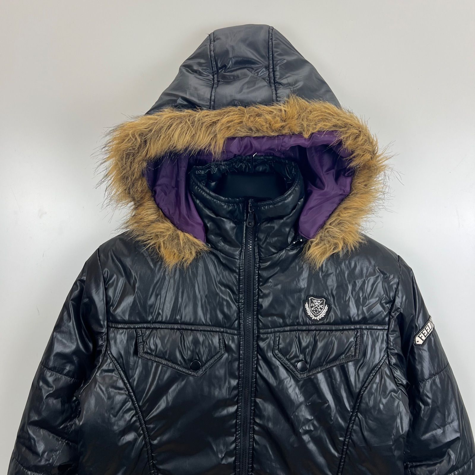 RUSS-K 00s y2k archive Fur shiny puff jacket M ラスケー 光沢 