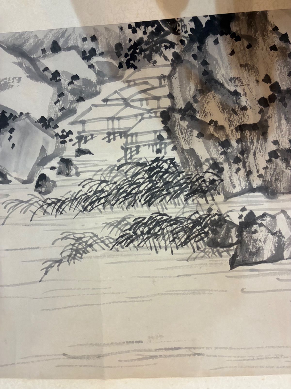 呉昌碩 『山水清音図』 墨彩山水 横幅 中国画 落款印あり - メルカリ