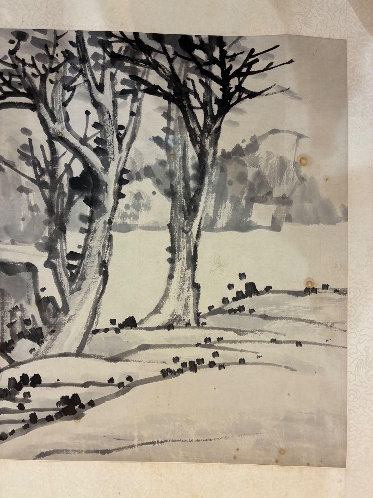 呉昌碩 山水清音図 墨彩山水 横幅 中国画 落款印あり