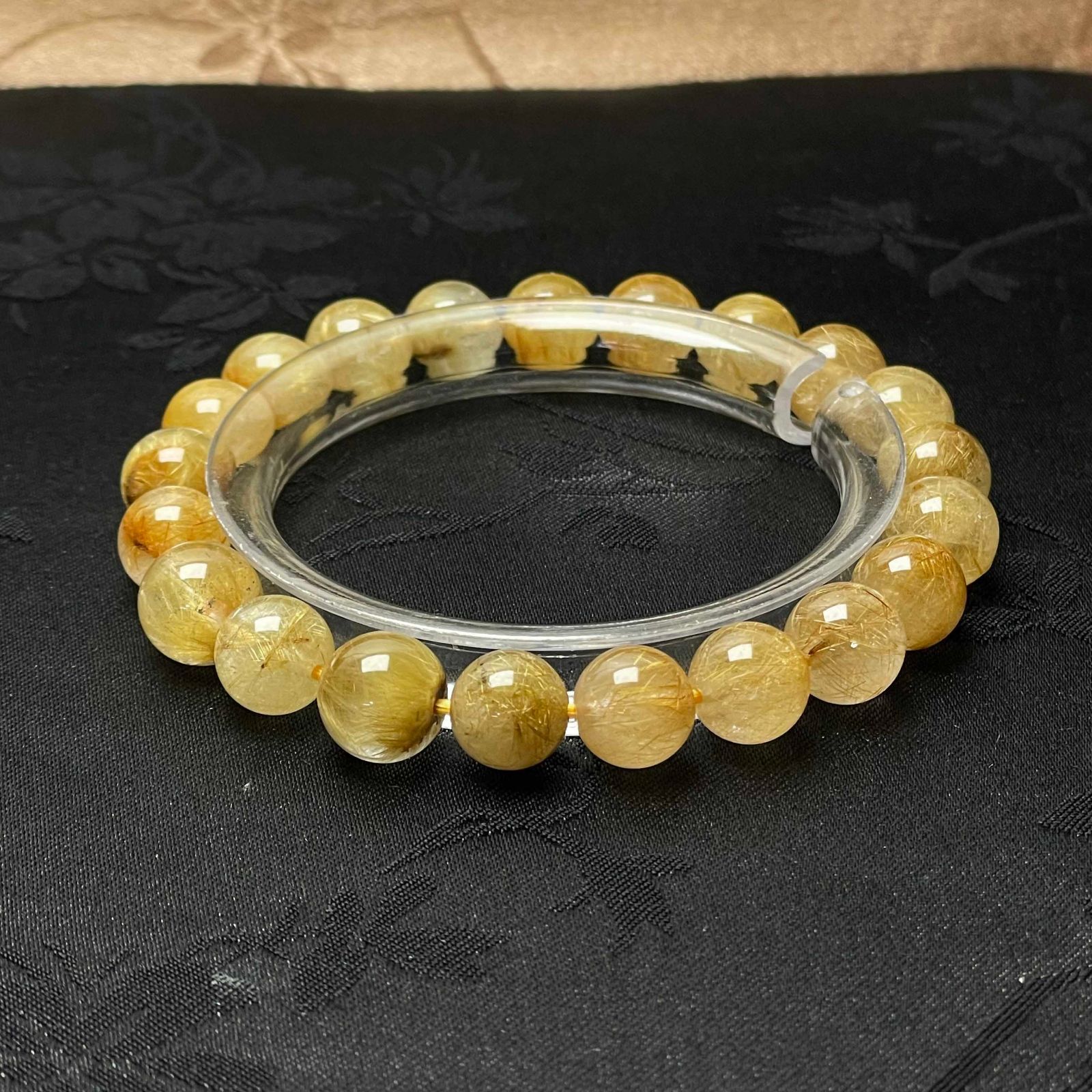 天然石 40 Aビーナスルチルクォーツ ブレスレット 金運 8.7-9.2 mm ZB 9963