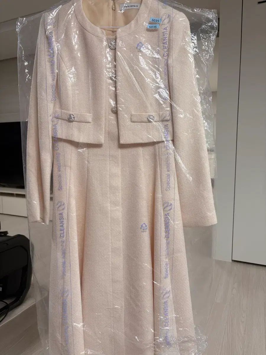  メルシーアンドエス ツイード ジャケット ワンピース 長袖 七分袖 ひざ丈ワンピース