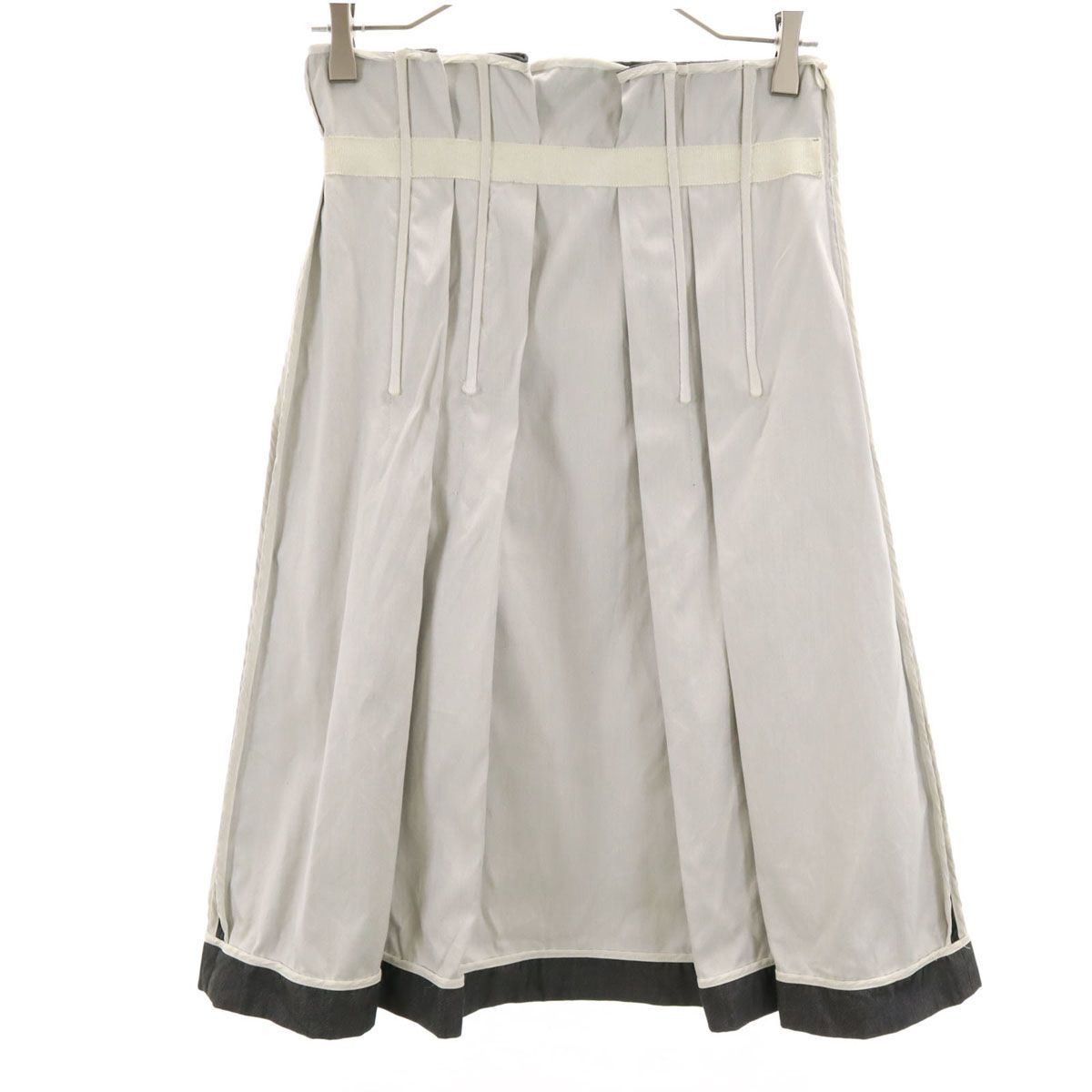 PRADA プラダ イタリア製 ミディ丈 プリーツスカート 38 グレー系 レディース 古着