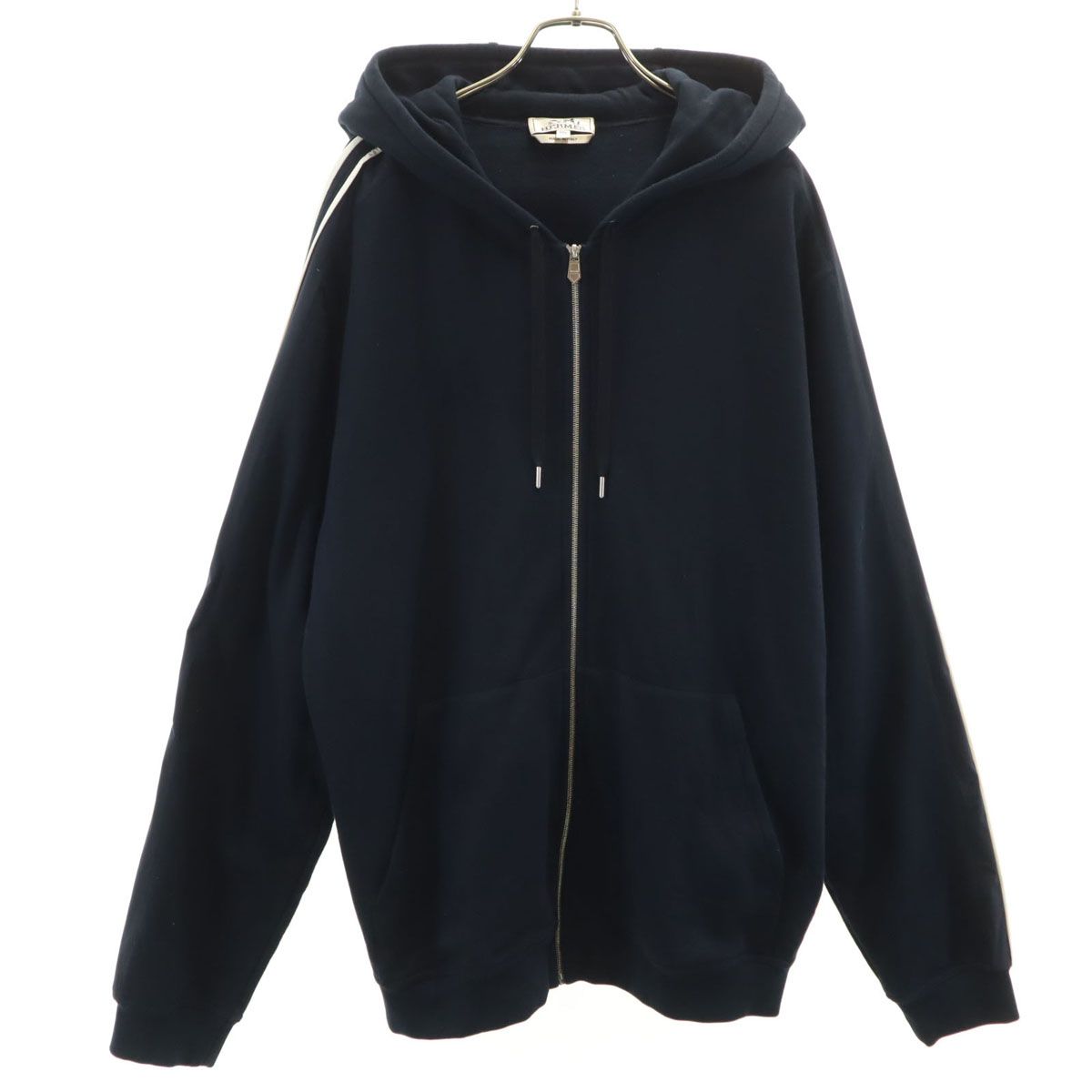 エルメス サイズ:XXL レザーパッチ付きパーカー 中古 BS99 HERMES エルメス イタリア製 長袖 スウェット ジップパーカー XXL