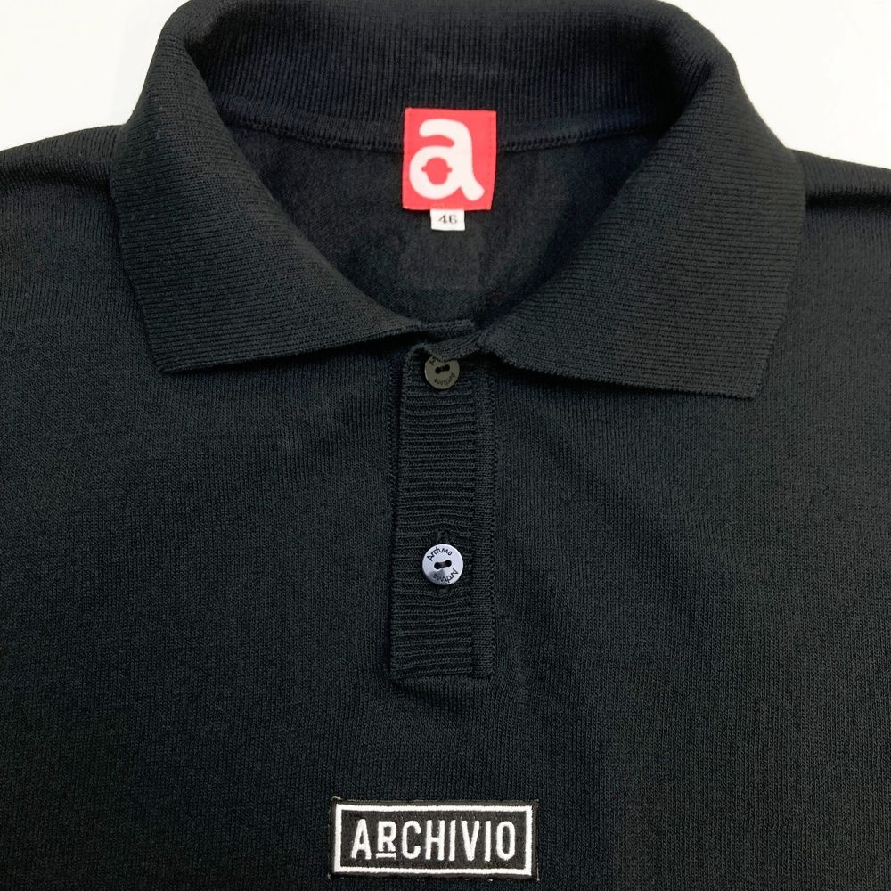 サイズ：46 ARCHIVIO アルチビオ 半袖 ニットポロシャツ ブラック系