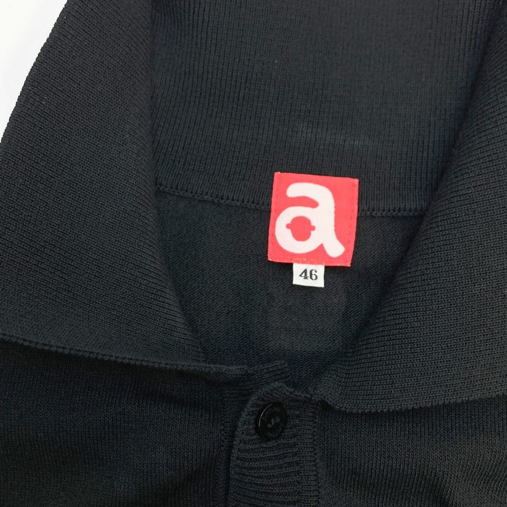 サイズ：46 ARCHIVIO アルチビオ 半袖 ニットポロシャツ ブラック系