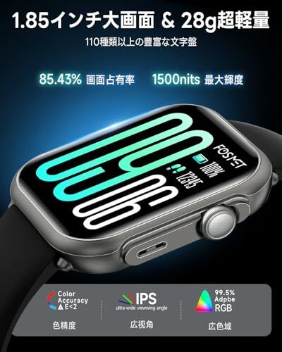 FOSMET スマートウォッチ 30日間連続使用 待機時間100日 Bluetooth通話