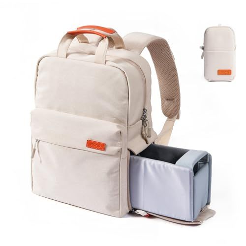 エルラノ カメラリュック カメラバッグ 上下2気室 サイドアクセス 引き出し式仕切り 10 L 一眼レフ ミラーレス対応 13 3インチPC収納 撥水加工 700 g超軽量 スーツケース取付可 女性向け可愛いコンパクト 丈夫 日帰り撮影旅行びや通勤にも最適mm