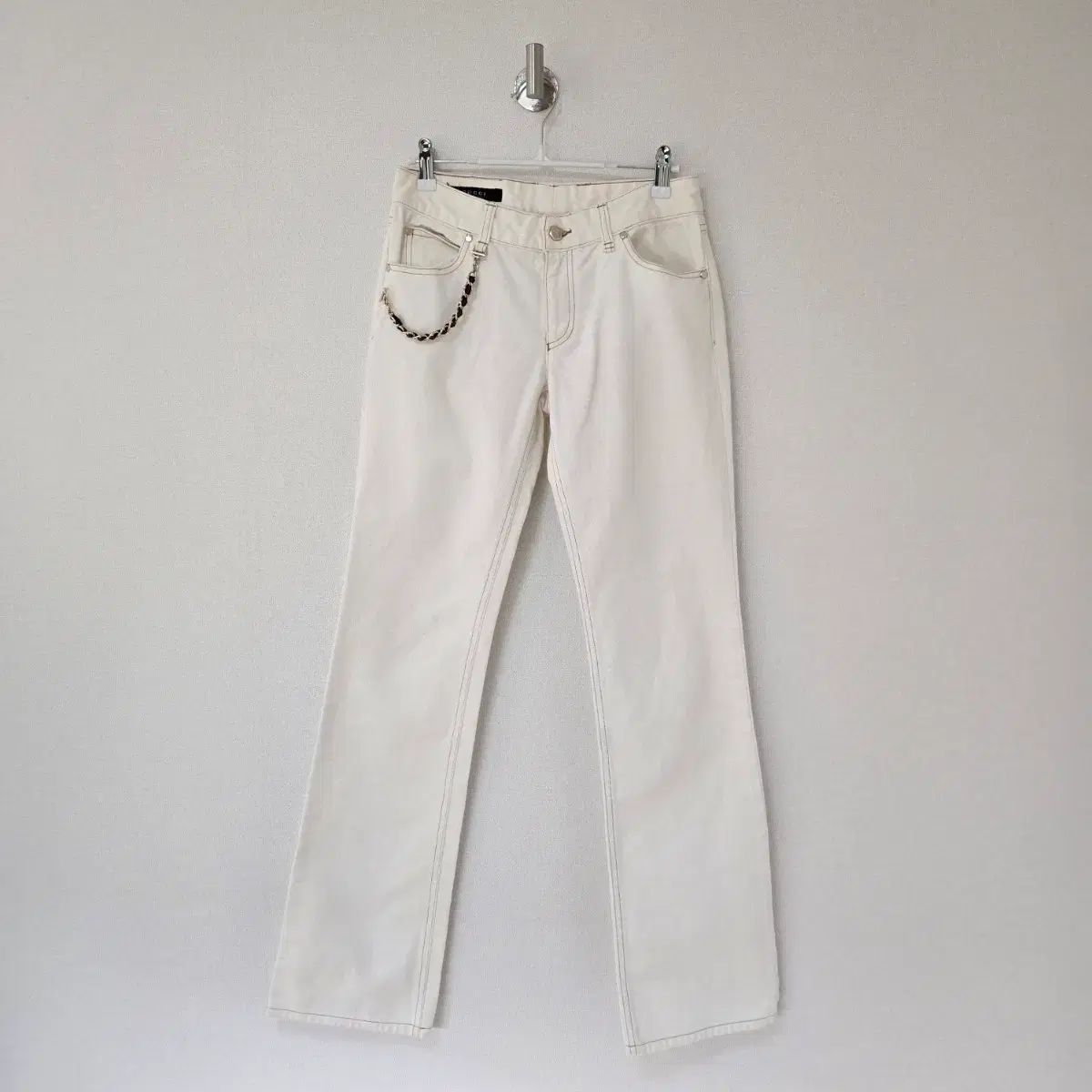 グッチ アイボリー チェーン デニムパンツ レディース パンツ ズボン