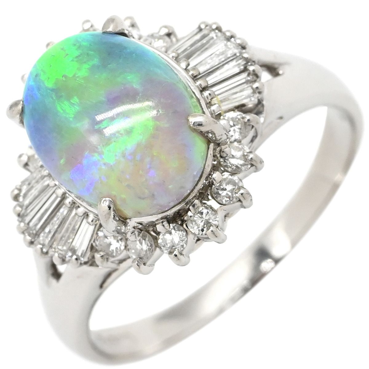 リング 指輪 ブラックオパール 2 62 ct ダイヤモンドリング プラチナシルバー オーバルカボションカット 1石 1粒 マルチカラー 遊色 18号