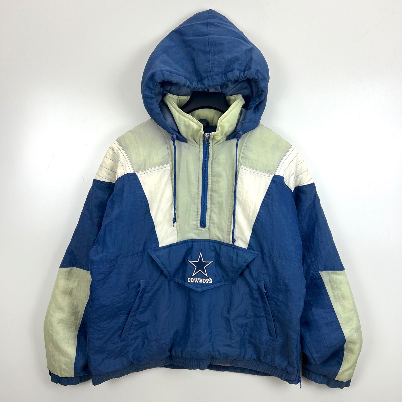 ダラス・カウボーイズ フード付きジャケット XL STARTER 90s vintage NFL Dallas Cowboys half zip puff jacket S
