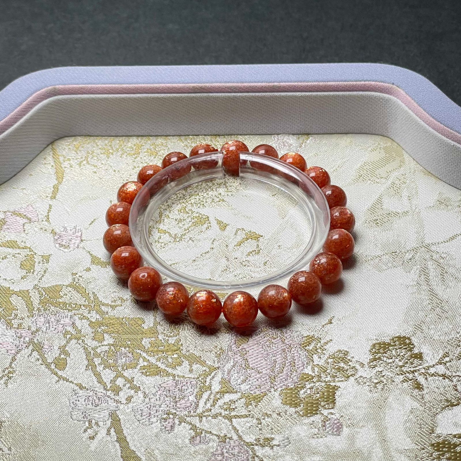 天然石 80 Aサンストーン ブレスレット 太陽石 勝利 金運 8.8-9.3 mm ZB 9972