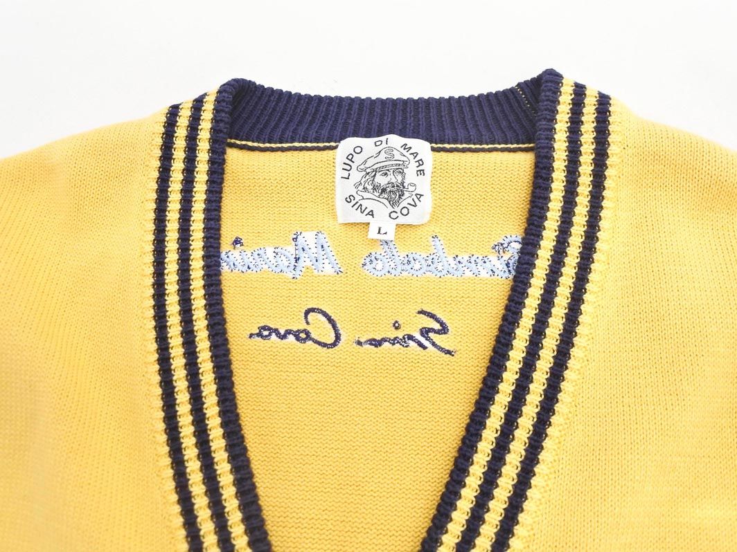 SINA COVA シナコバ 刺繍 Vネック ニット ベスト sizeL/黄 ◇□ メンズ