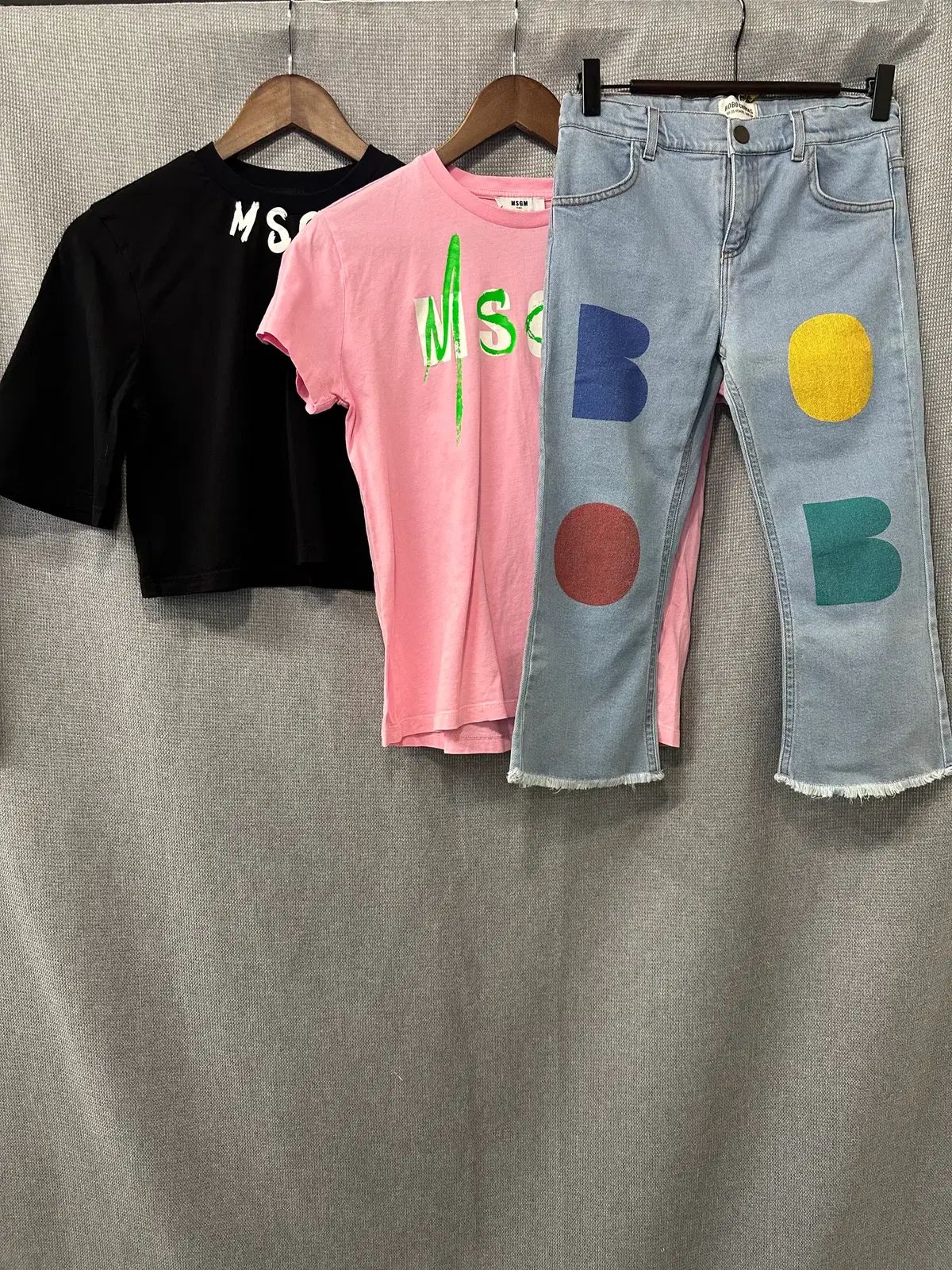 Bobo Choses デニムパンツ MSGM Kids ブラック ピンク Tシャツ