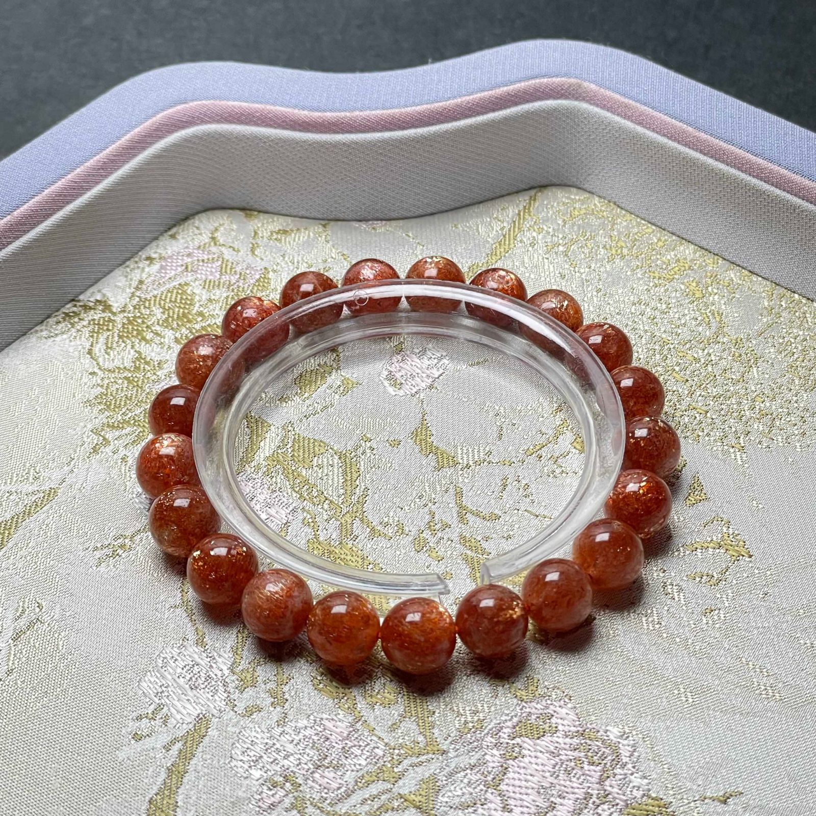 天然石 80 Aサンストーン ブレスレット 太陽石 勝利 金運 8 9 2 mm ZB 9973