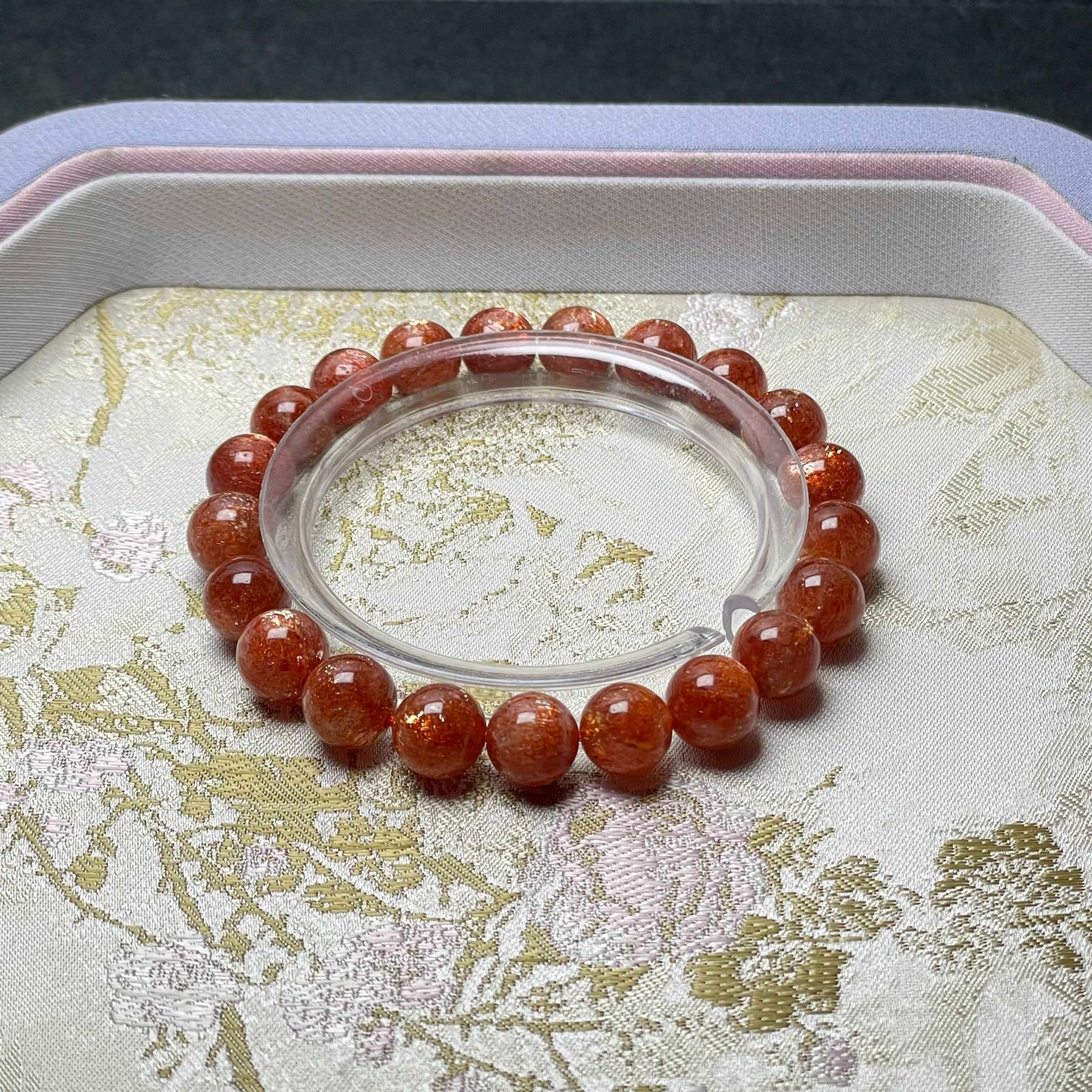 天然石 80 Aサンストーン ブレスレット 太陽石 勝利 金運 8 9 2 mm ZB 9973