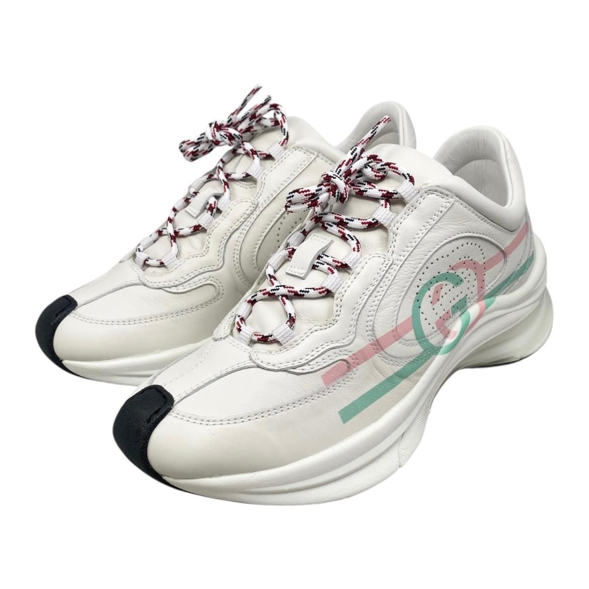 ☆グッチ スニーカー GGロゴ 734904 34 1/2サイズ レザー ホワイト